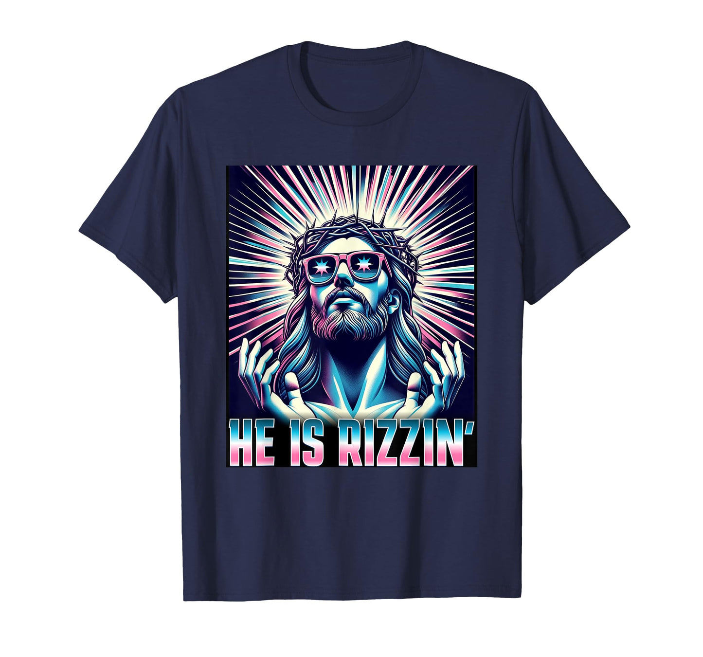 Funny Easter Resurrection Rizz Meme He is Rizzin Jesus T-Shirt