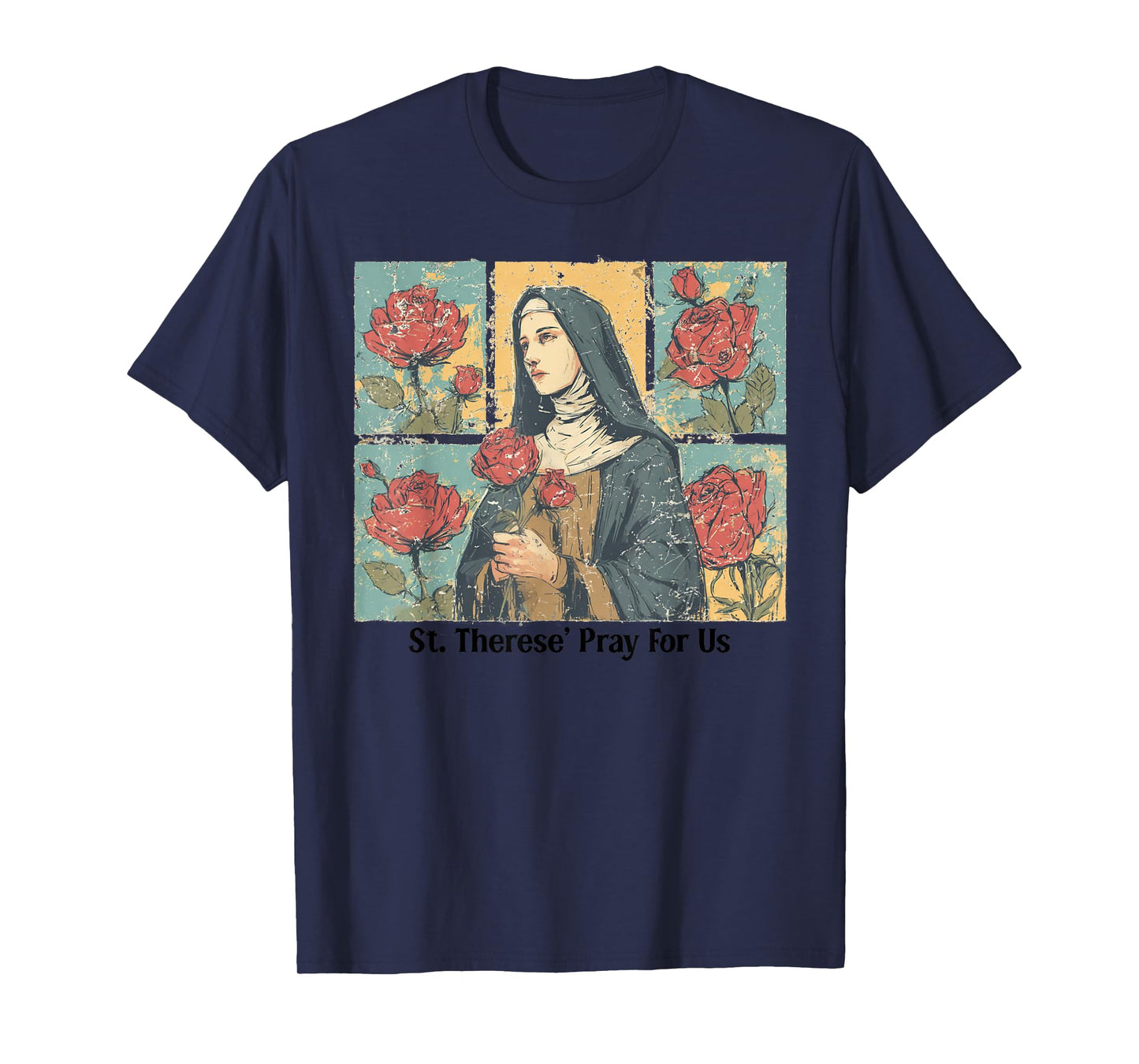 Vintage Saint Therese Roses Catholic Religious Devotional T-Shirt