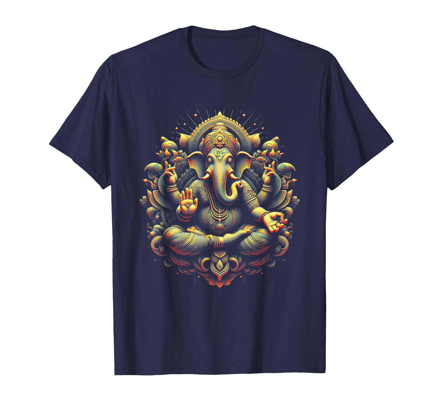 Ganesh Yoga Hindu Elephant God Ganesha Puja Black Unisex-Adults Yoga Themed T-Shirt