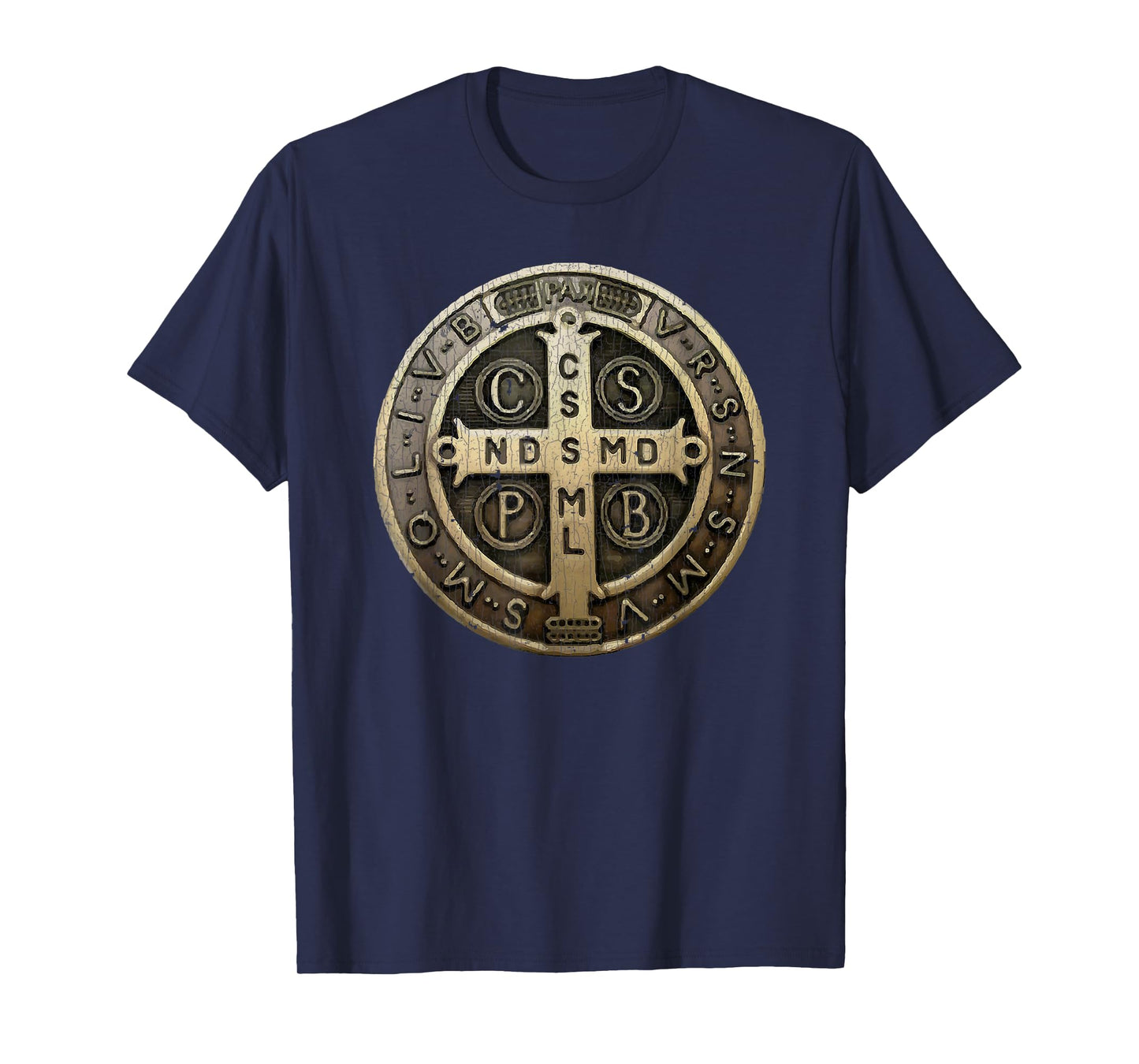 Vintage Retro St. Benedict Medal Saint Benedict Cross Cathol T-Shirt
