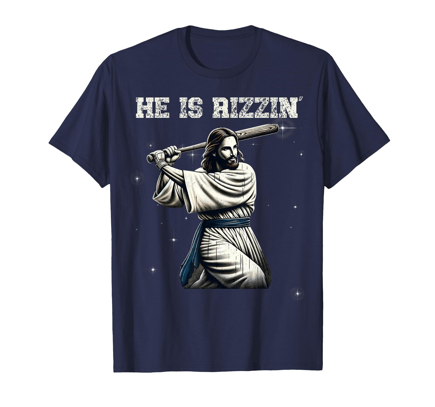 He is Rizzin Jesus Playing Baseball Funny Sports Rizz T-Shirt