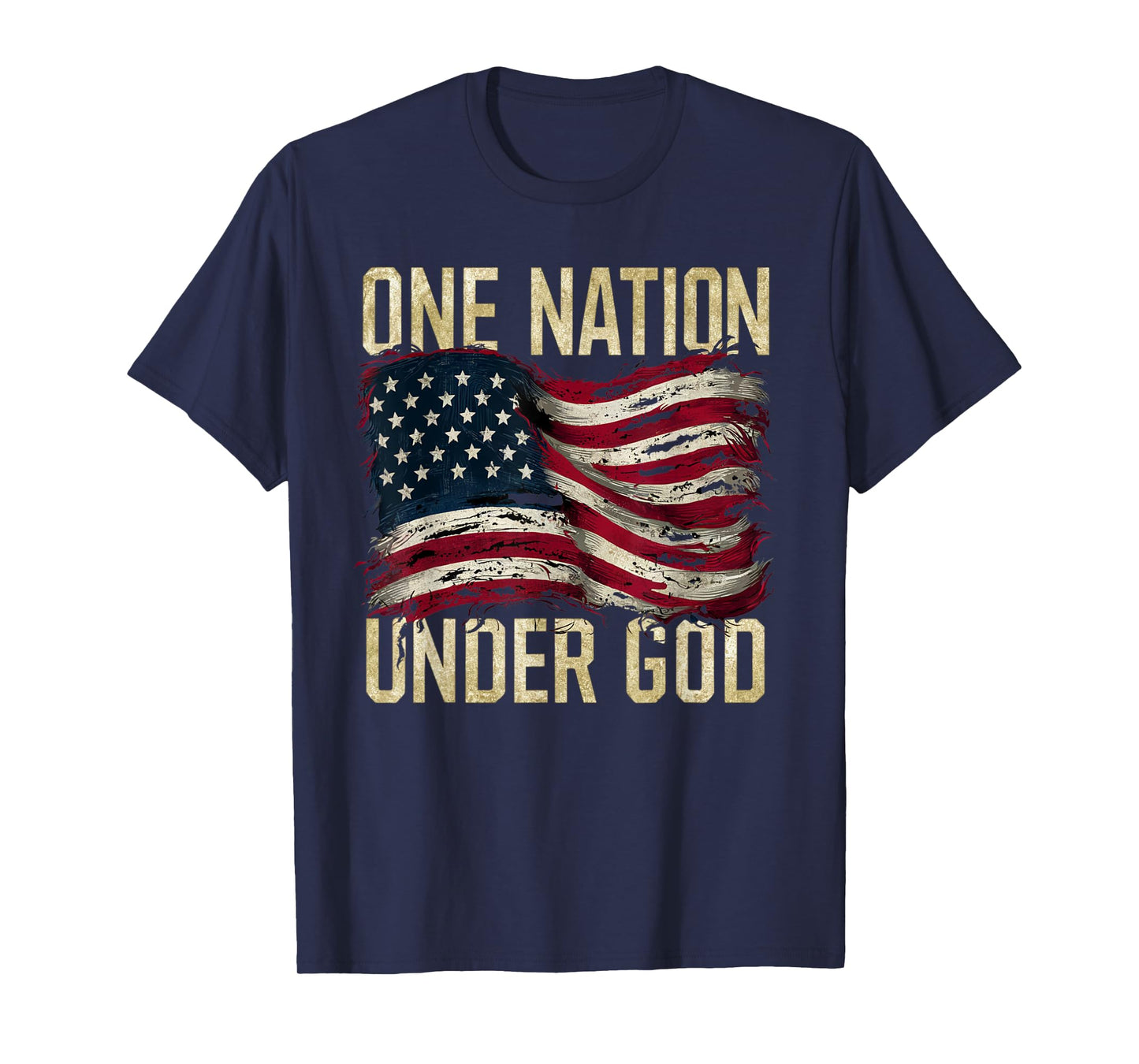 Patriotic One Nation Under God American Flag Design T-Shirt for Women Men