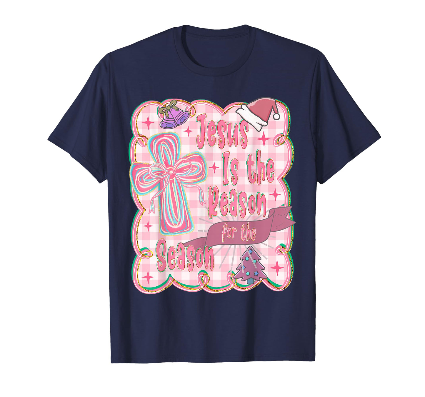 Christ Jesus is The Reason for The Season Xmas Coquette Bow T-Shirt
