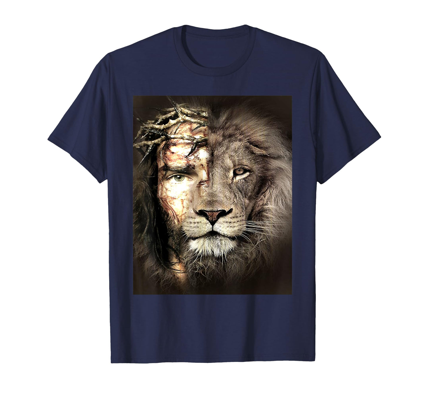 Judah - Jesus And Lion In A Face - A Half Face Jesus God T-Shirt