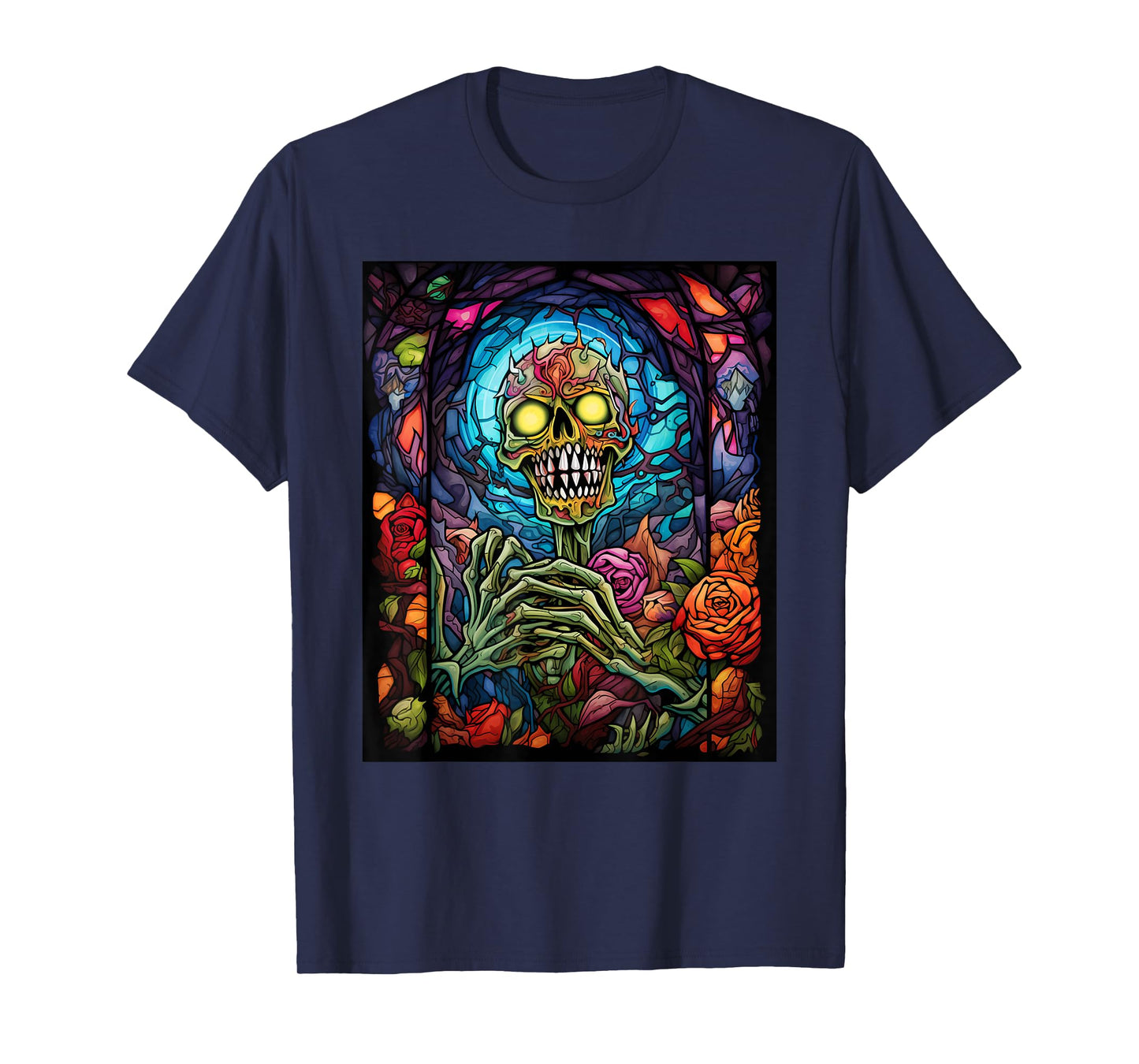 Stained Glass Style Zombie Halloween T-Shirt
