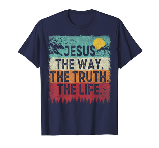 Jesus The Way The Truth The Life Christian Retro Vintage T-Shirt