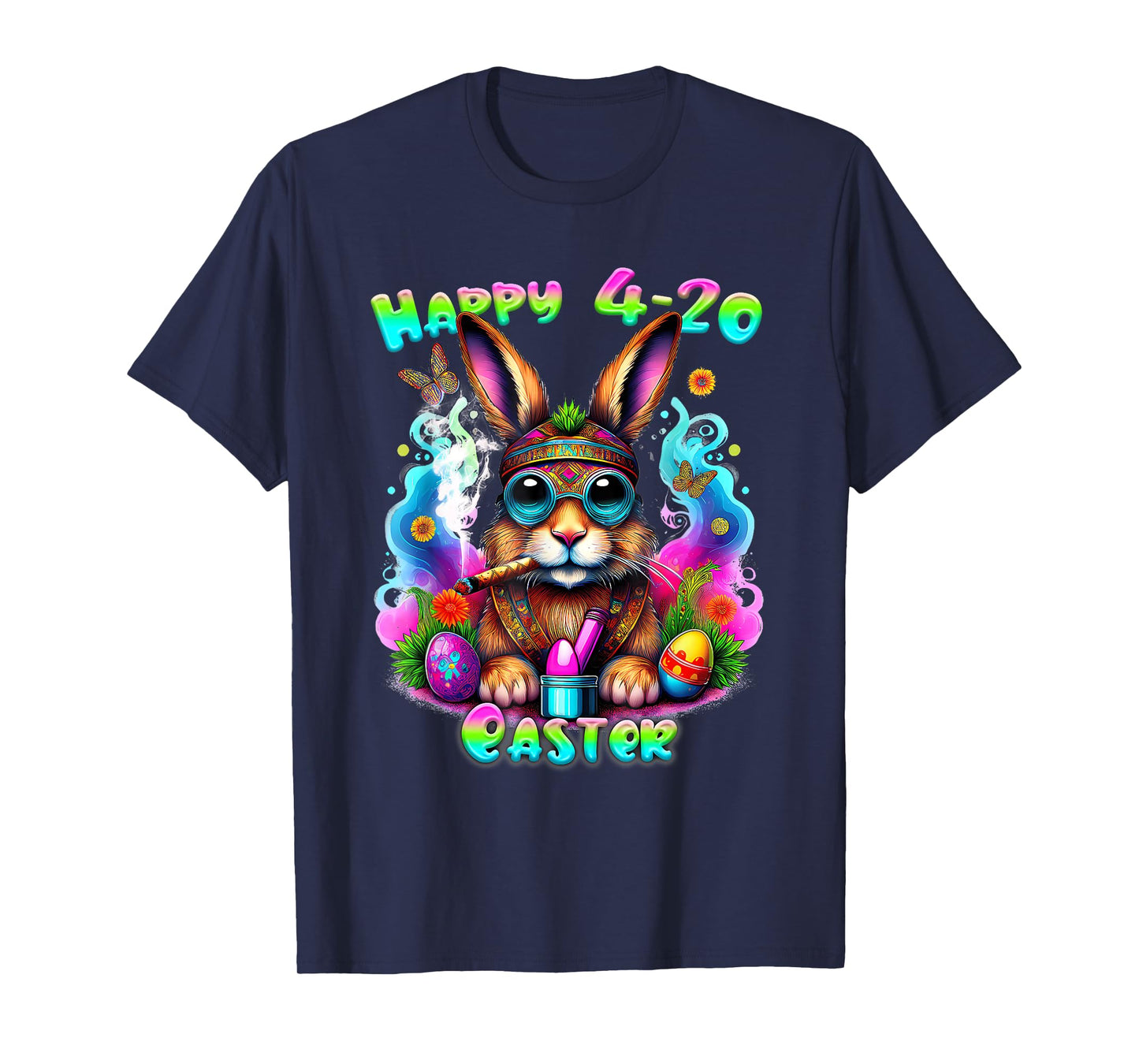 Happy 420 Easter Day Bunny Smoking Weed Marijuana Funny 420 T-Shirt
