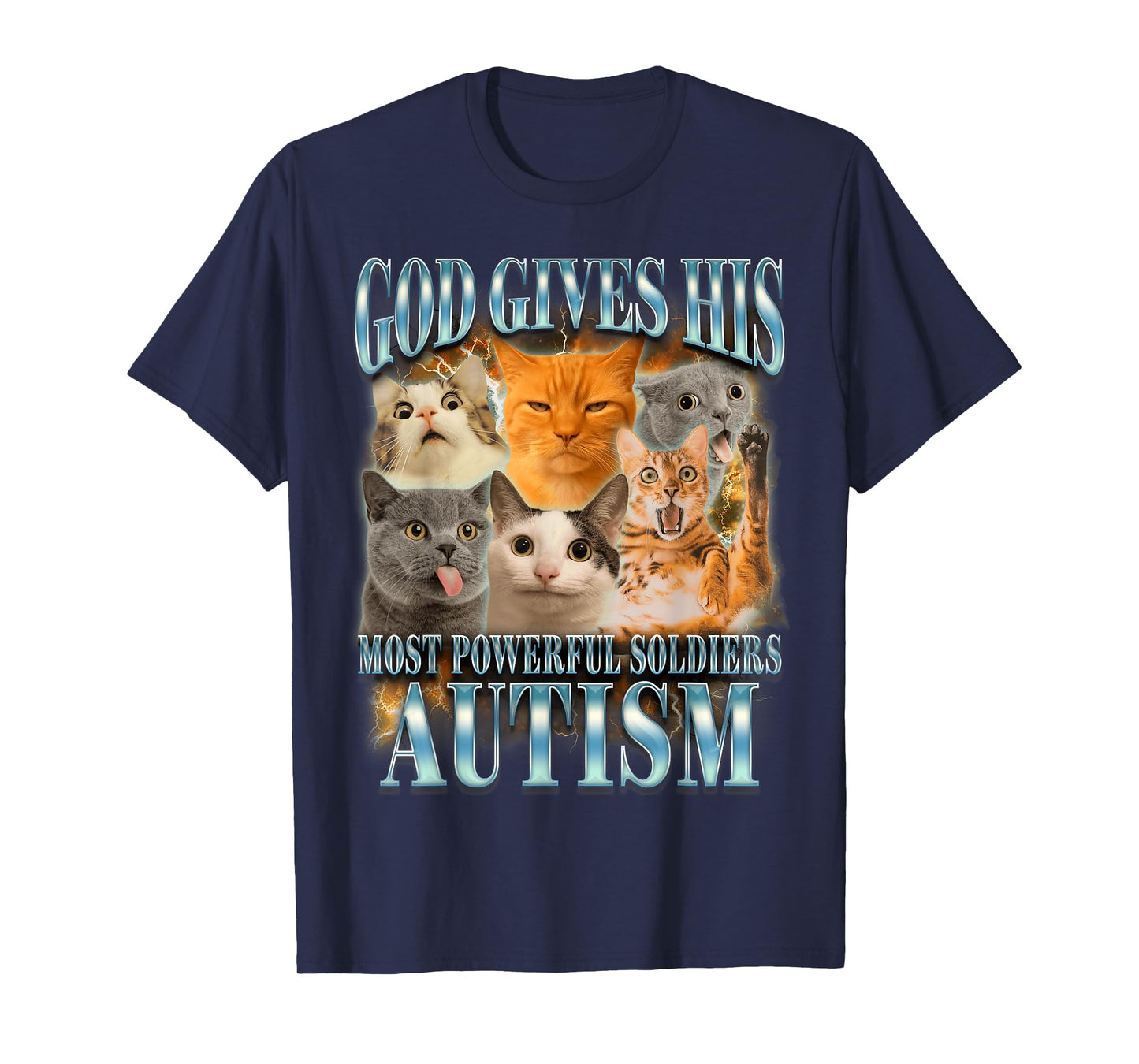 Autism Cat Lover God Gives His Most Powerful Soldiers Autism T-Shirt
