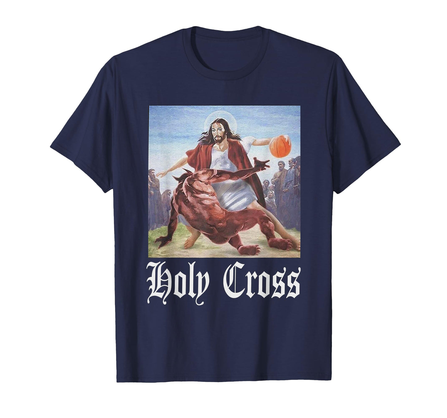 Not Today Satan Jesus Crossover Basketball Holy Cross T-Shirt