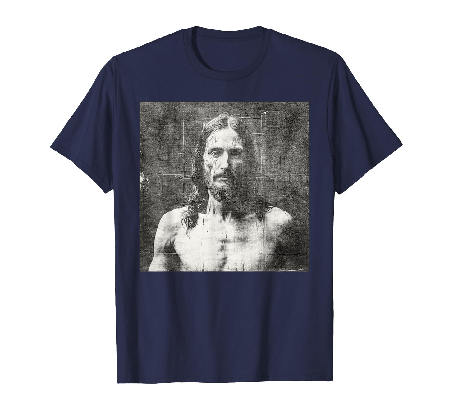 Vintage Jesus Christ Face Jesus Shroud Of Turin Distressed T-Shirt