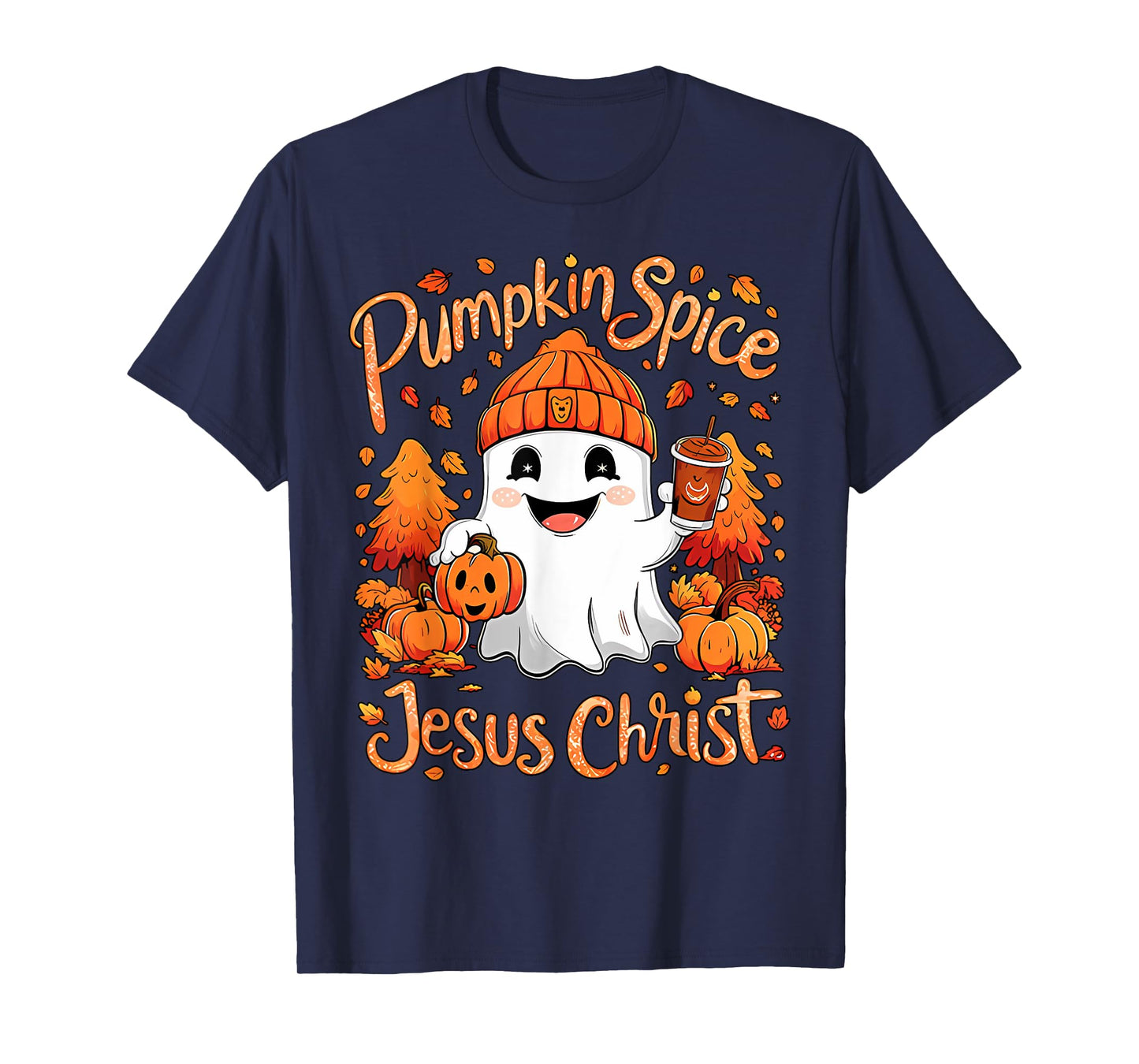 Pumpkin Spice Jesus Christ Ghost Fall Autumn Jesus Christian T-Shirt