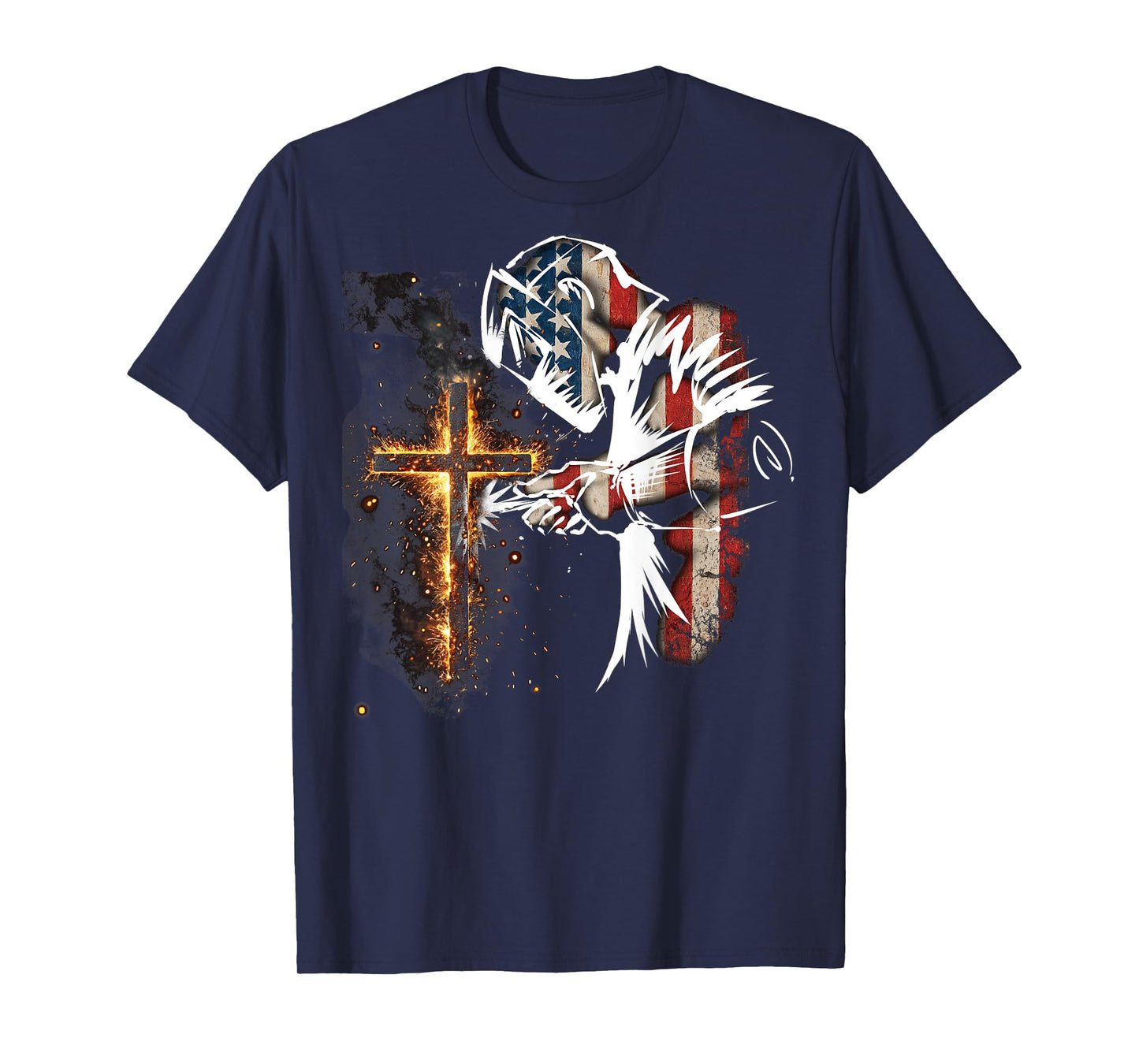 Welder American Flag Mig Tig Welding Faith Cross Christian T-Shirt