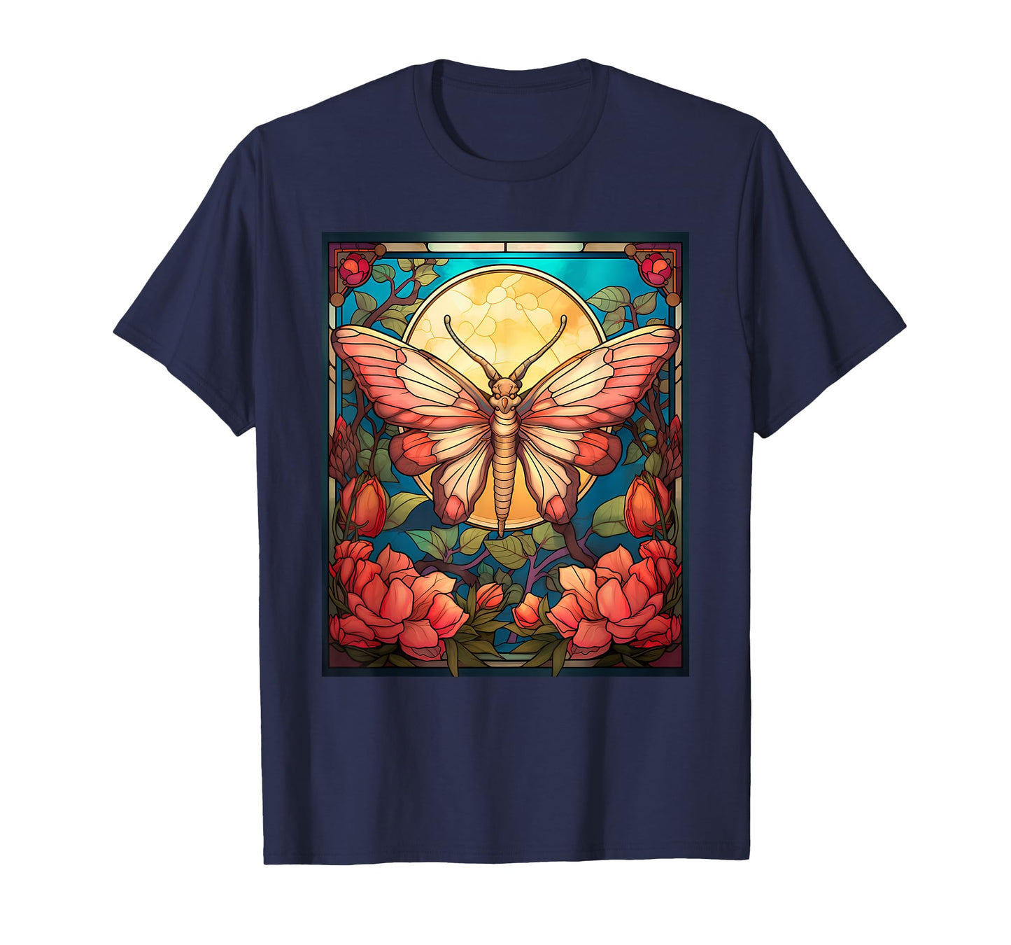 Stained Glass Style Rosy maple moth T-Shirt