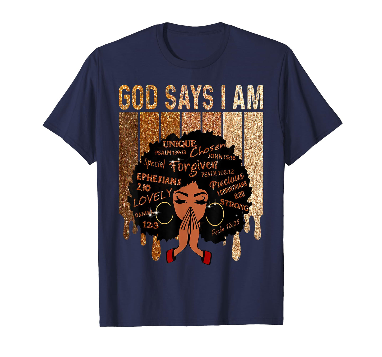 Womens Black Girl Queen God Says I Am Melanin History Month T-Shirt
