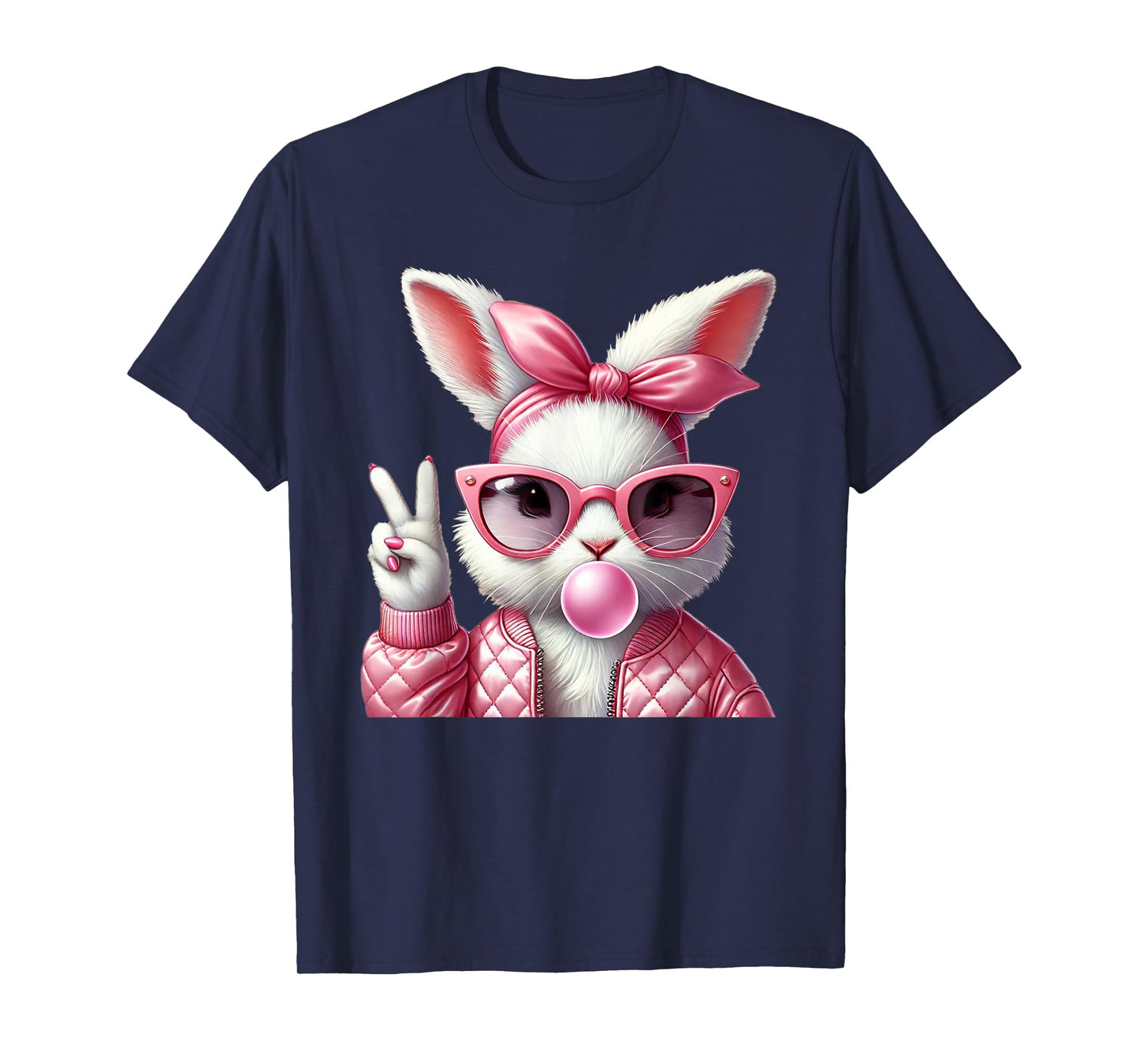 Cute Bunny Rabbit Glasses Bubblegum Easter Pastel T-Shirt