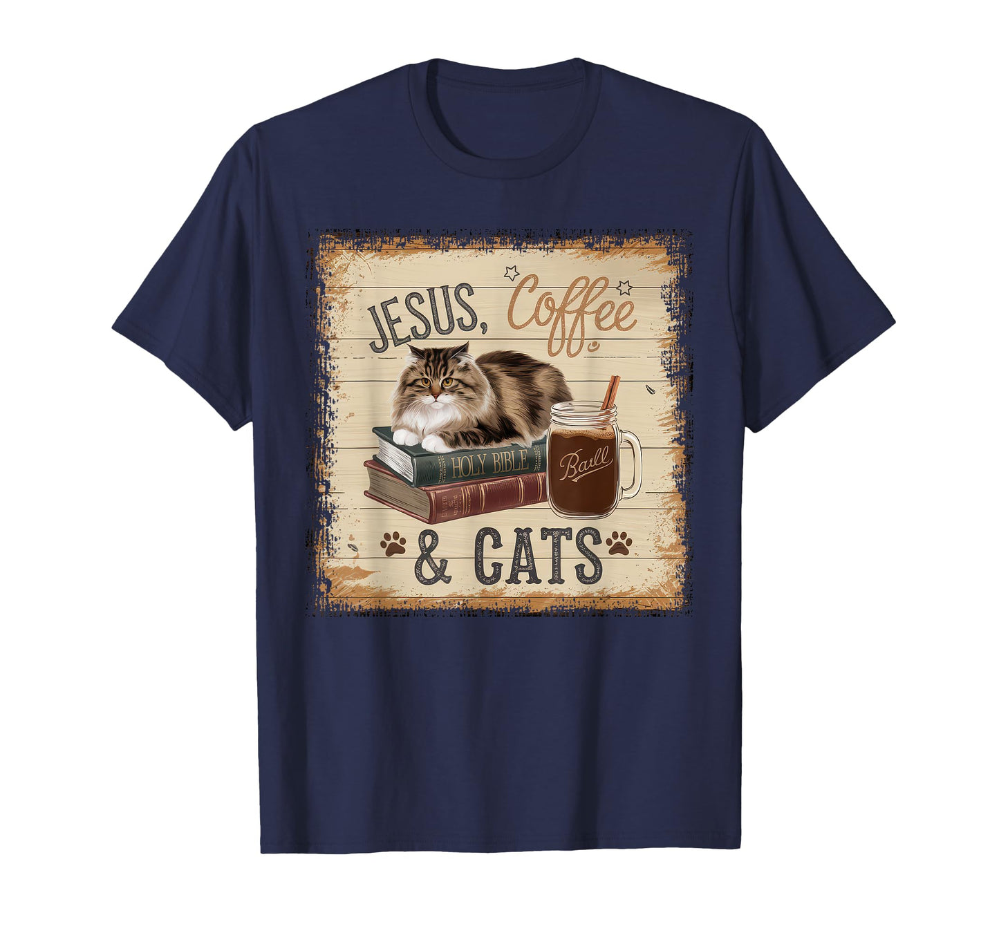 Jesus Coffee Cats Funny Cute Design Jesus Lovers Christian T-Shirt