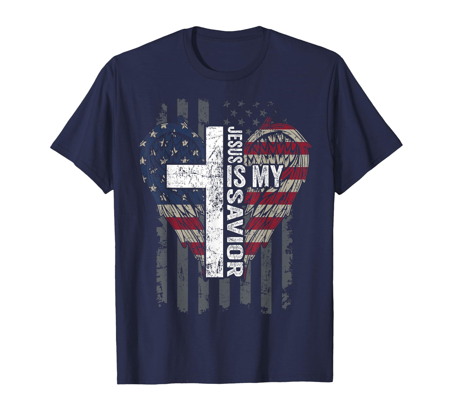Jesus Is My Savior - Patriotic Christian Faith Cross Flag T-Shirt