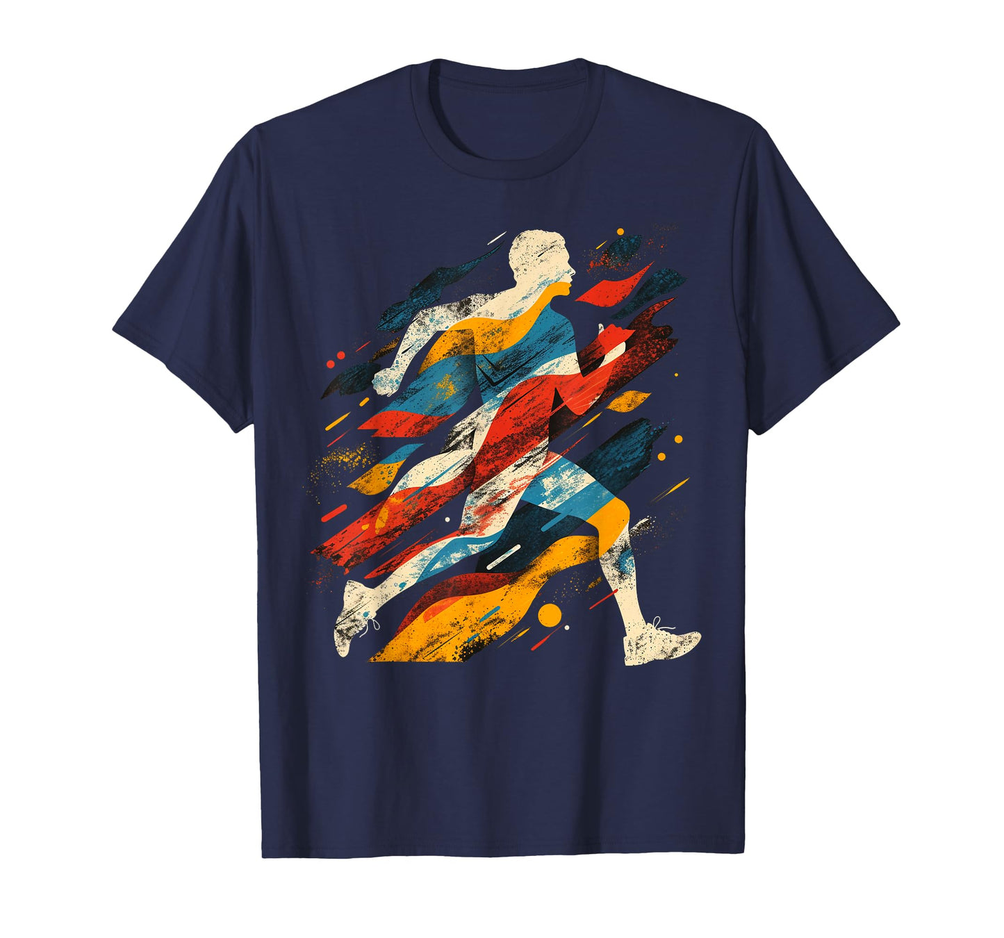 Artsy Cross country runner on Abstract Art Running T-Shirt