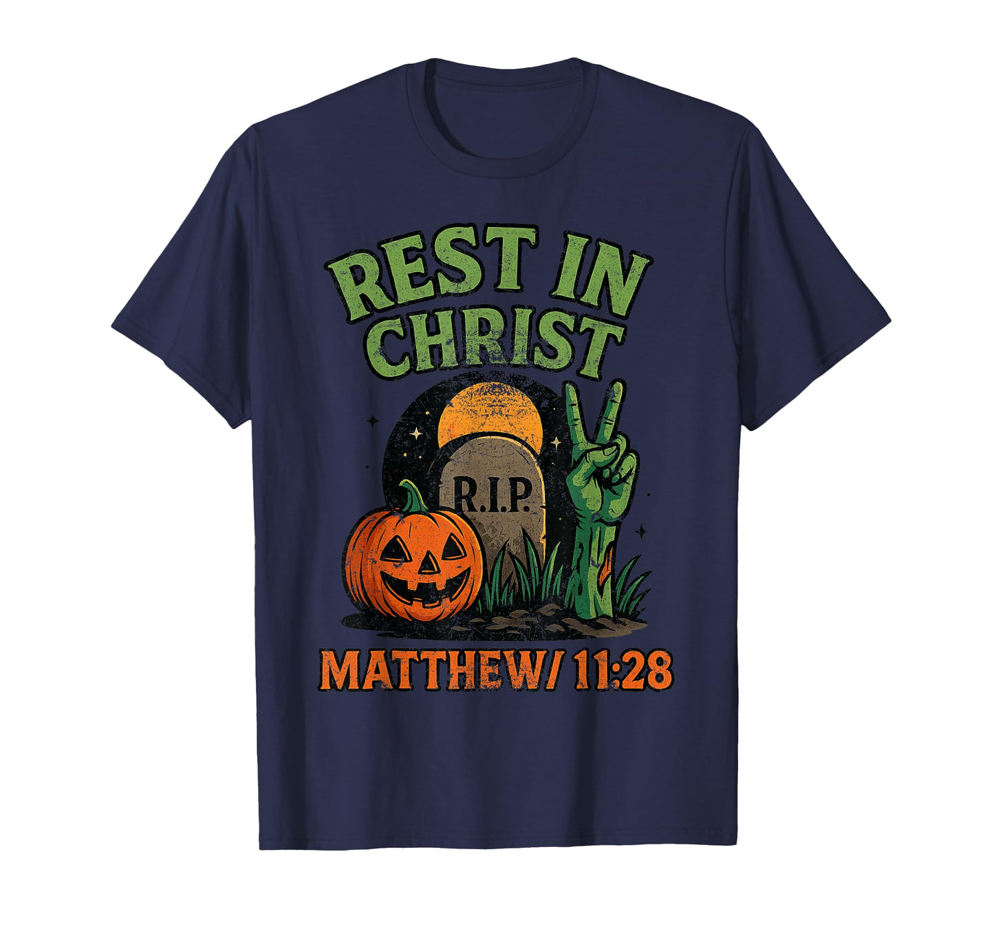 Rest in Christ Matthew 11:28 Christian Vintage Halloween T-Shirt