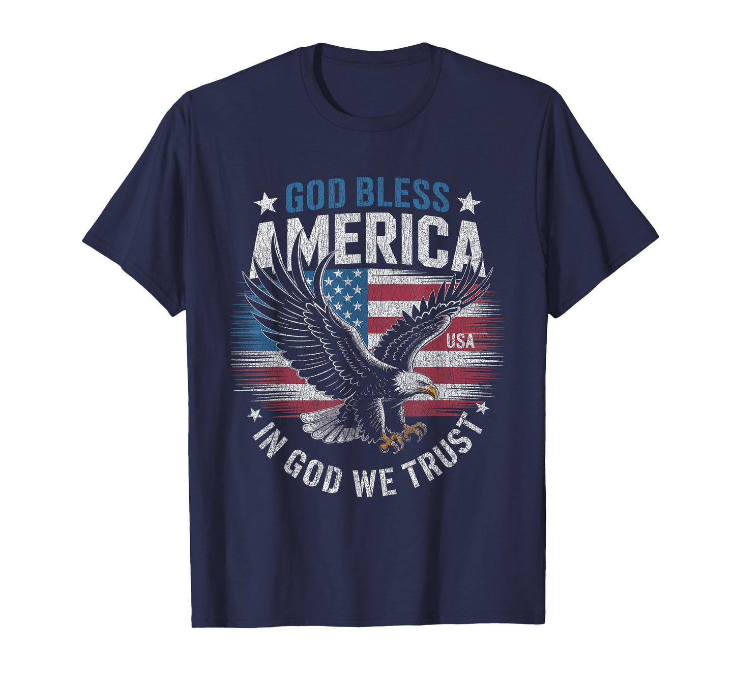 God Bless America Eagle Flag In God We Trust T-Shirt