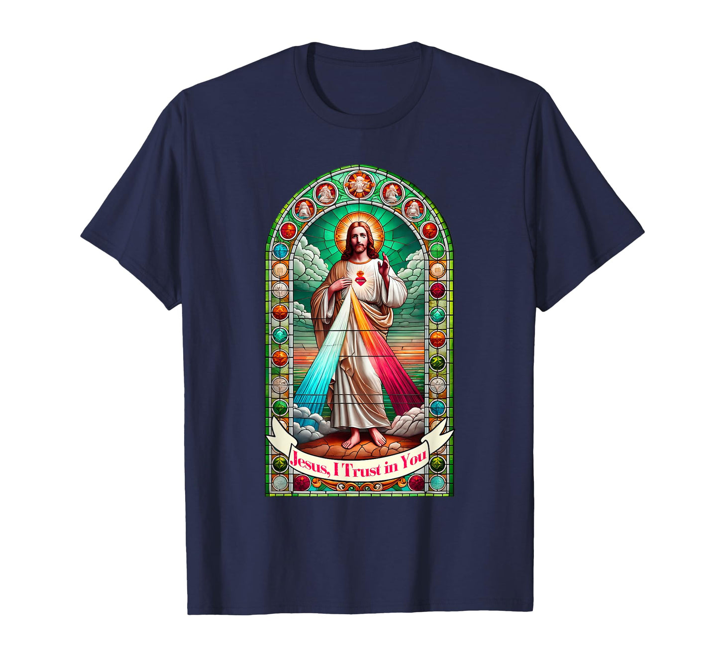 Jesus I Trust In You Faith Divine Mercy Graphic Catholic T-Shirt