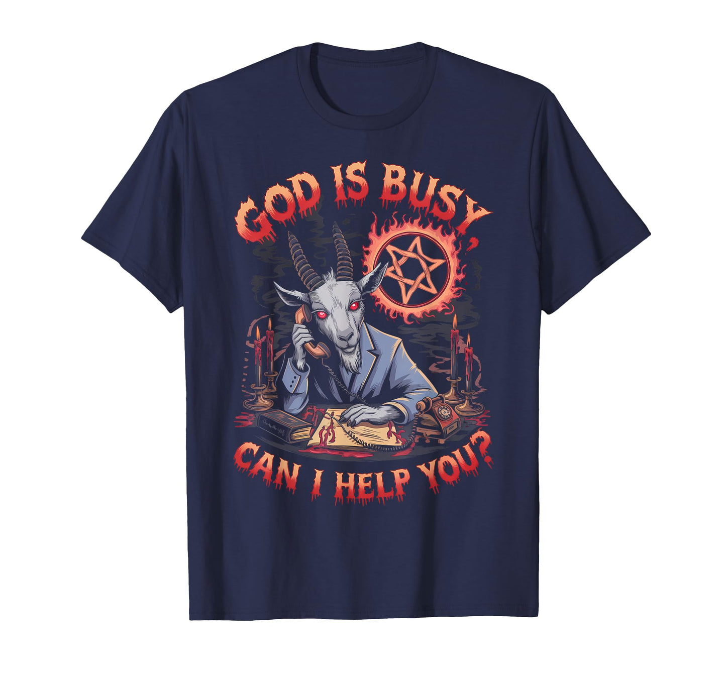 Satanic Goat Office Demon Occult Funny Sarcastic T-Shirt