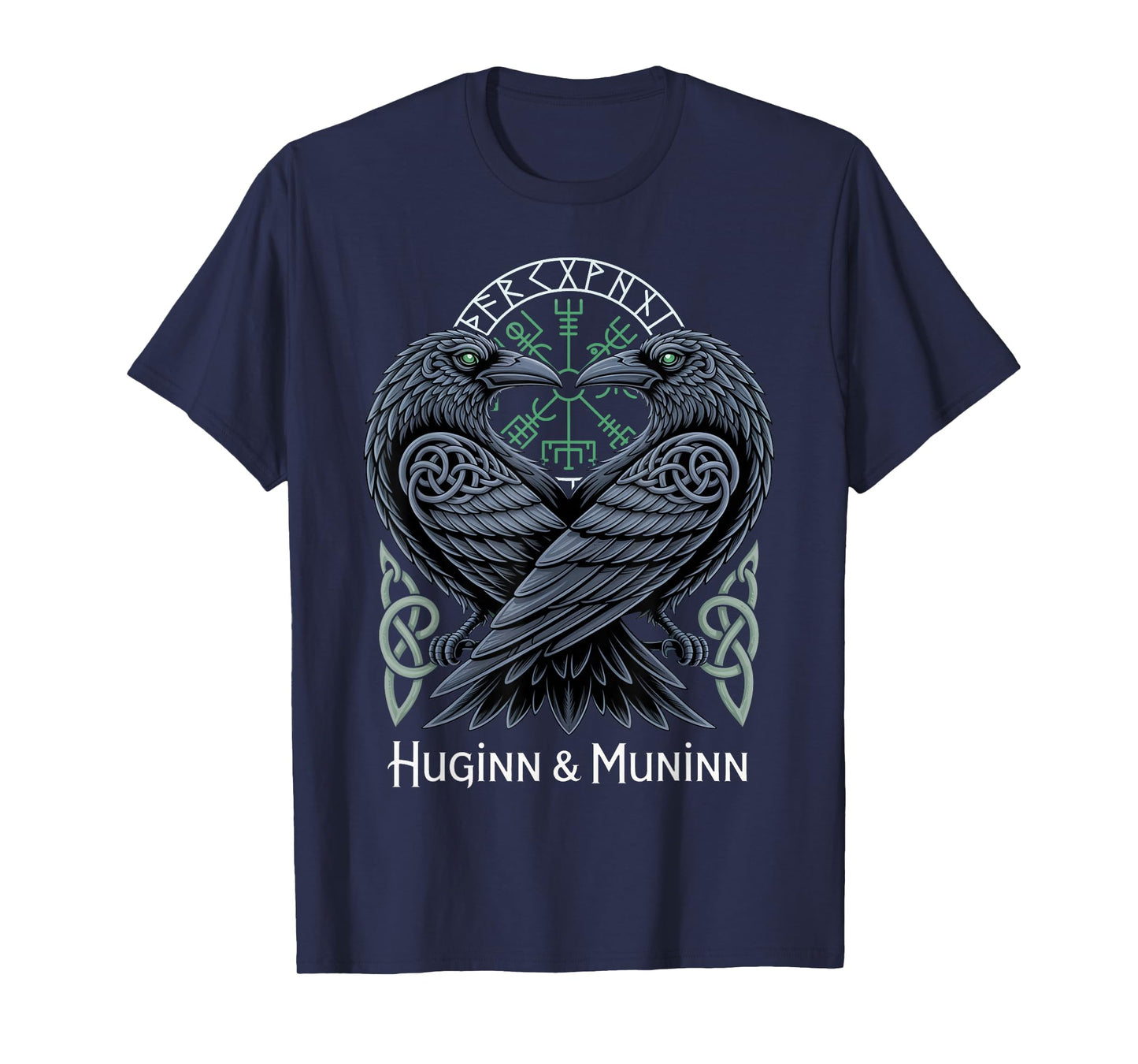 Retro Norse Huginn Muninn Celtic Viking Compass Vegvisir T-Shirt