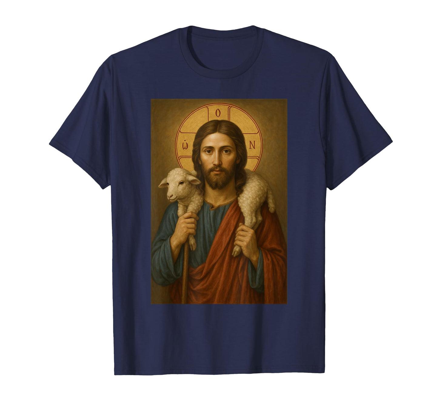 Orthodox Christ The Good Shepherd Icon - Lamb of God T-Shirt