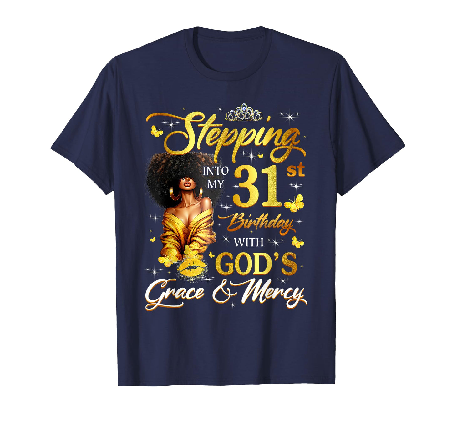 Stepping Into My 31st Birthday Black Queen Bday T-Shirt