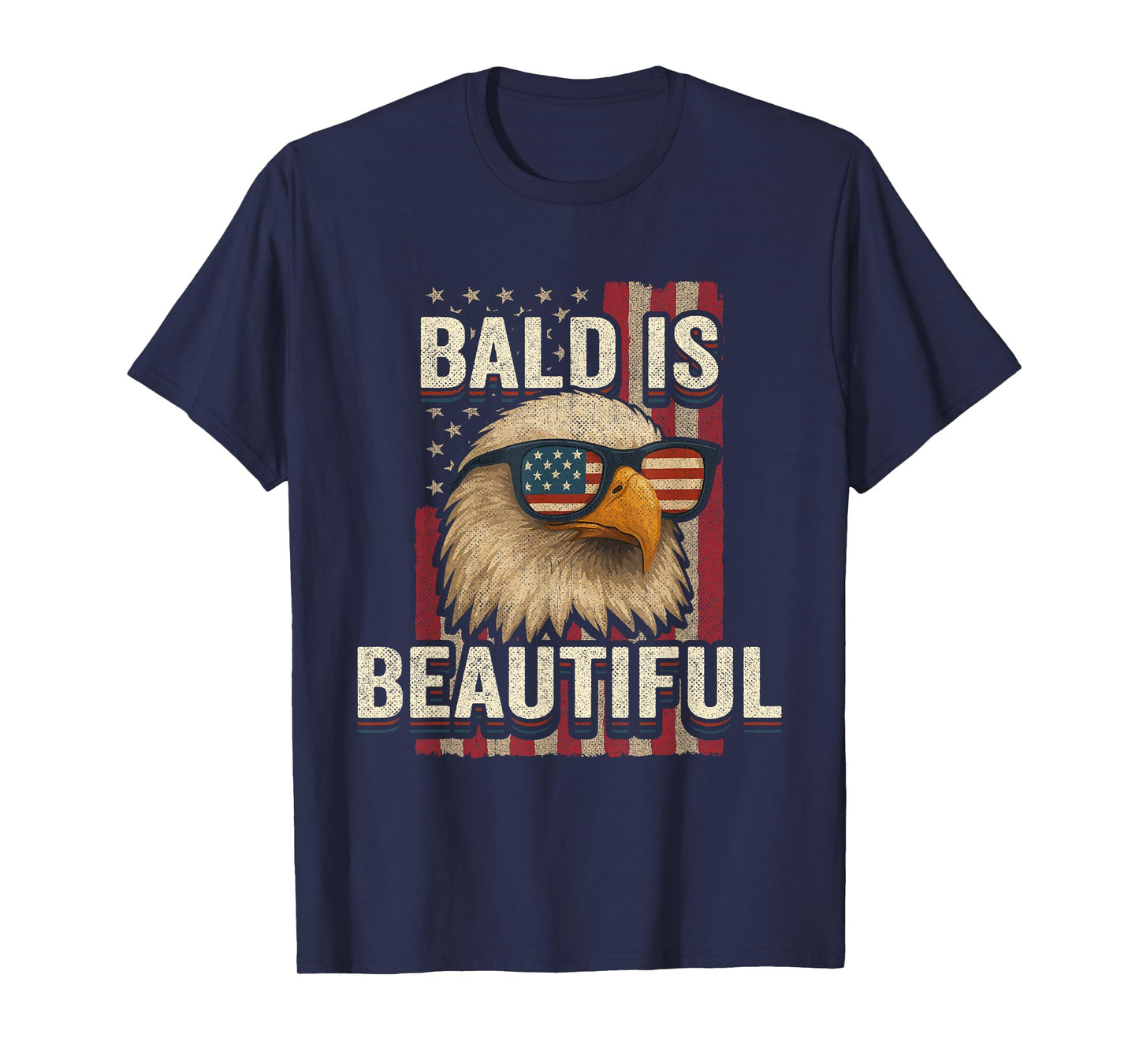 4th of July USA American Flag Eagle - Bald is Beautiful T-Shirt