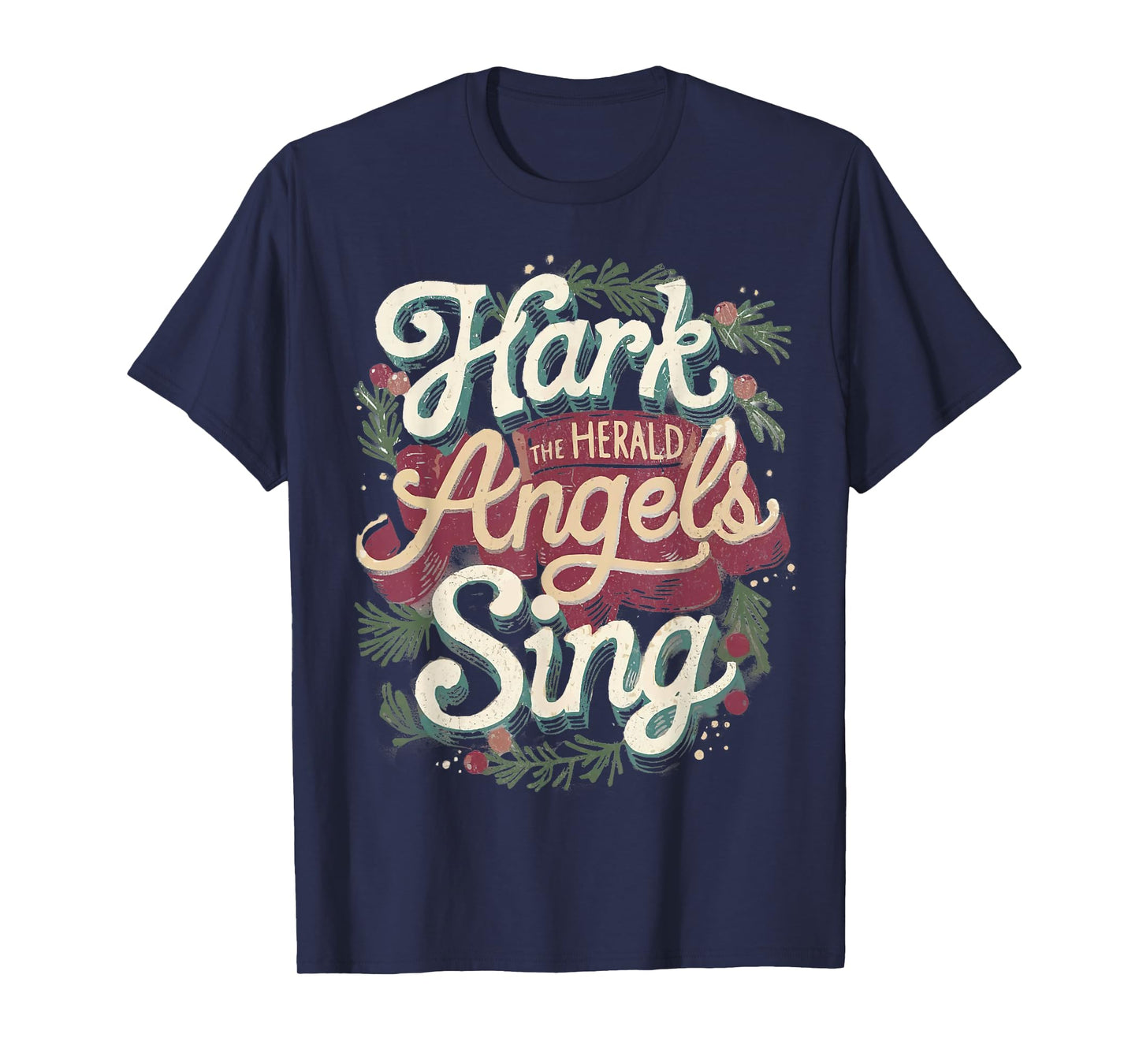 Retro Hark the Heralds Angels Sing Christian Christmas Tee T-Shirt