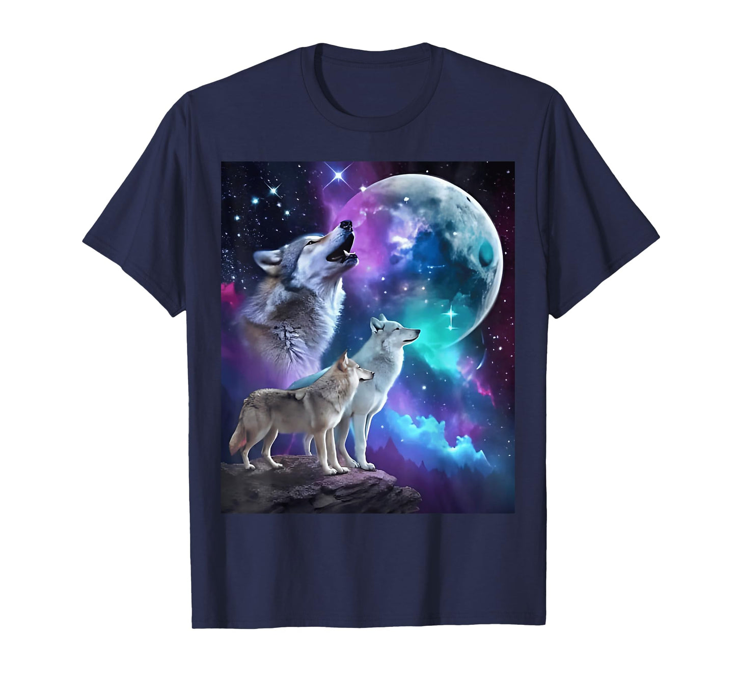 3 Wolf Moon Howling Wolf Head Funny Wolves For Men Women Fun T-Shirt
