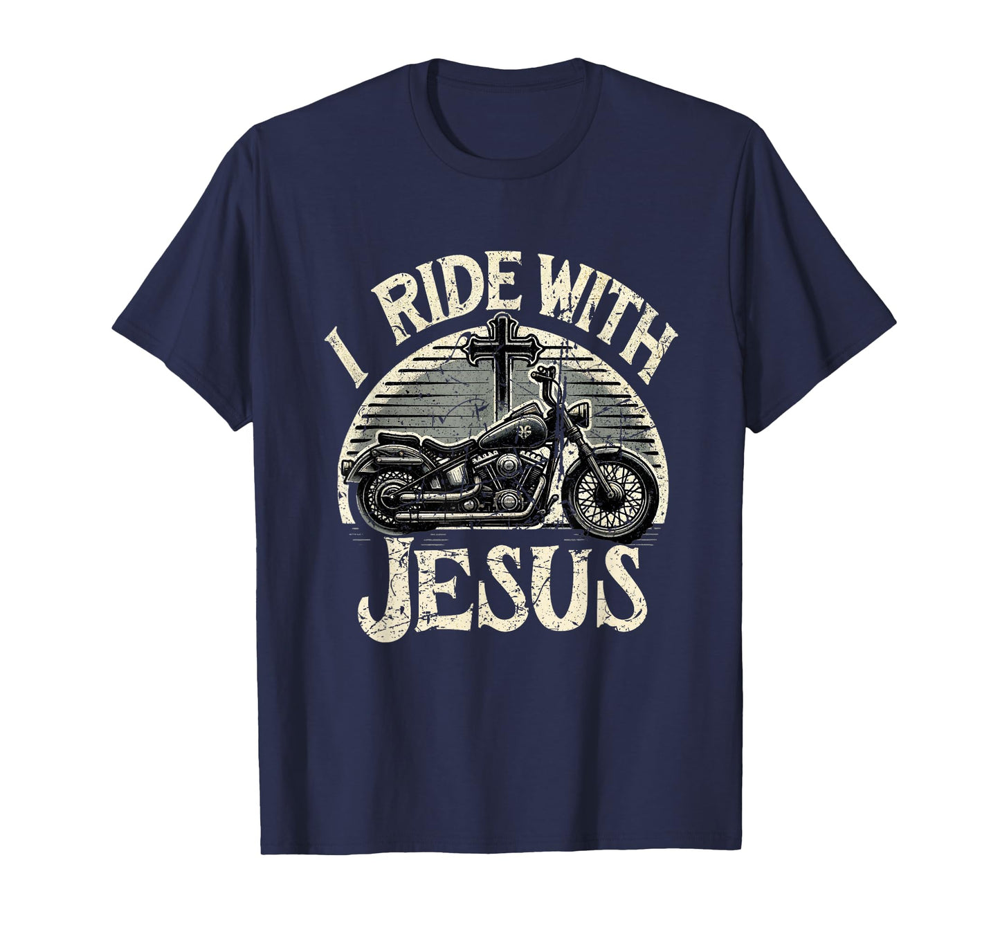 Vintage I Ride With Jesus Motorcycle Christian T-Shirt