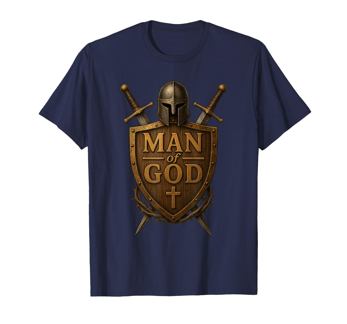 Faithful Warrior Man of God Christian Men Knight Armor Dad T-Shirt