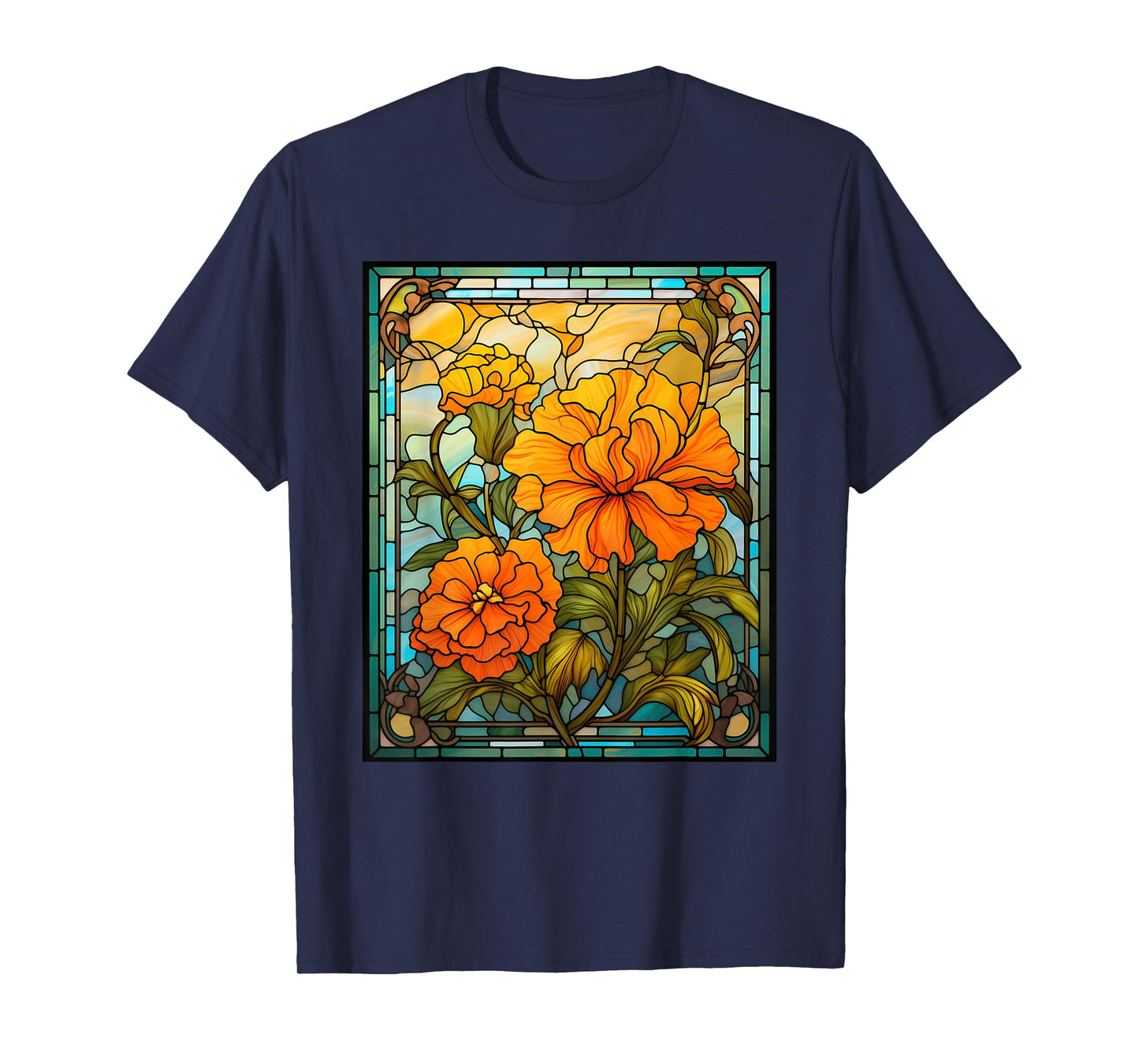 Stained Glass Style Marigold T-Shirt