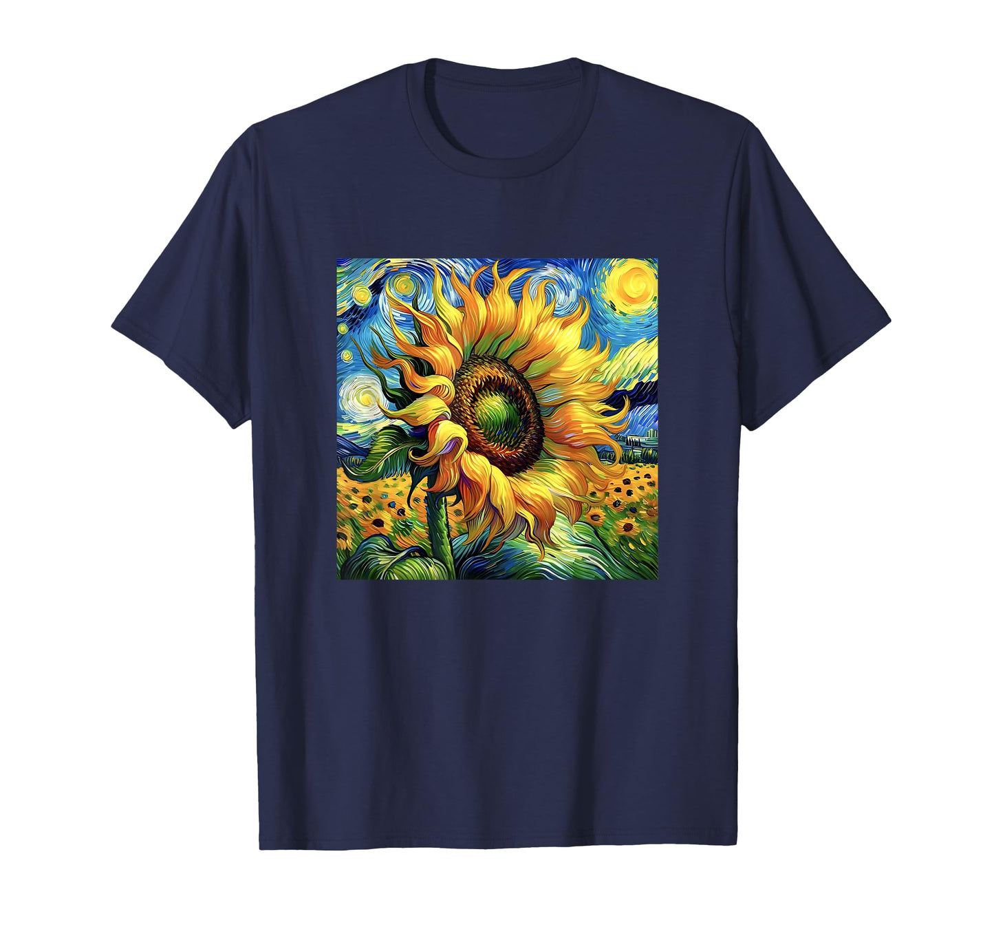 Van Gogh Paintings Starry Night Sunflowers Gift Men Women T-Shirt