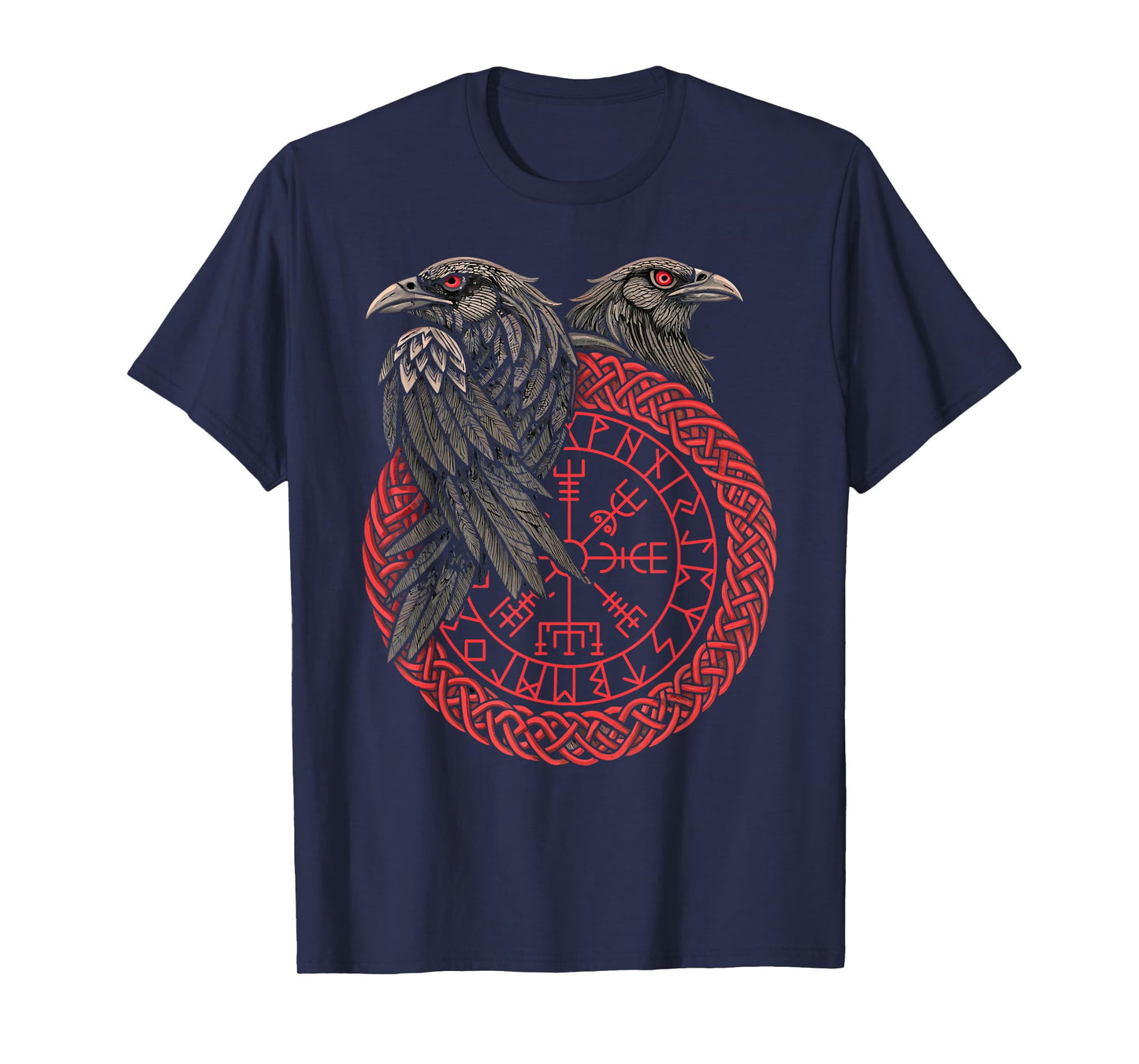 Retro Viking Compass Vegvisir Nordic Rune Raven T-Shirt