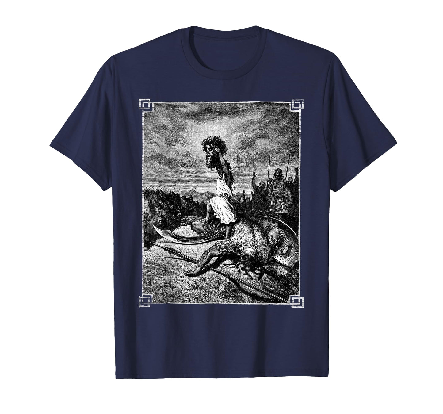 David slays Goliath Bible art Occult Gothic Medieval Grunge T-Shirt