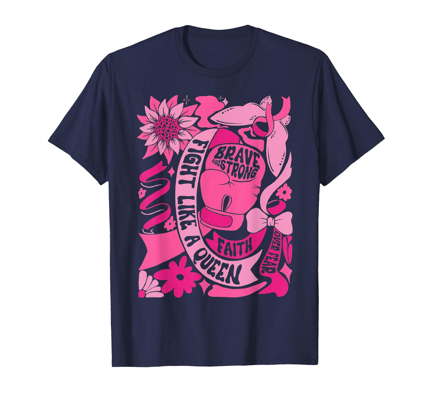 Fight Like A Queen Women Girl Breast Cancer Warrior T-Shirt
