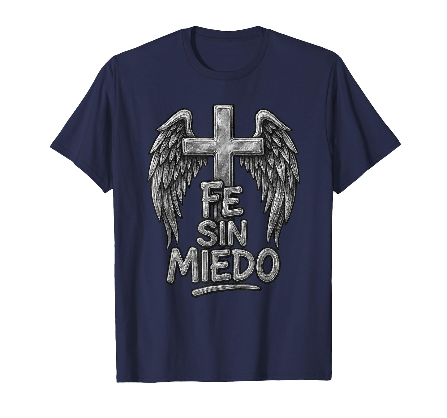 Angel Wings Faith Religious Fe Sin Miedo Cross Vintage T-Shirt