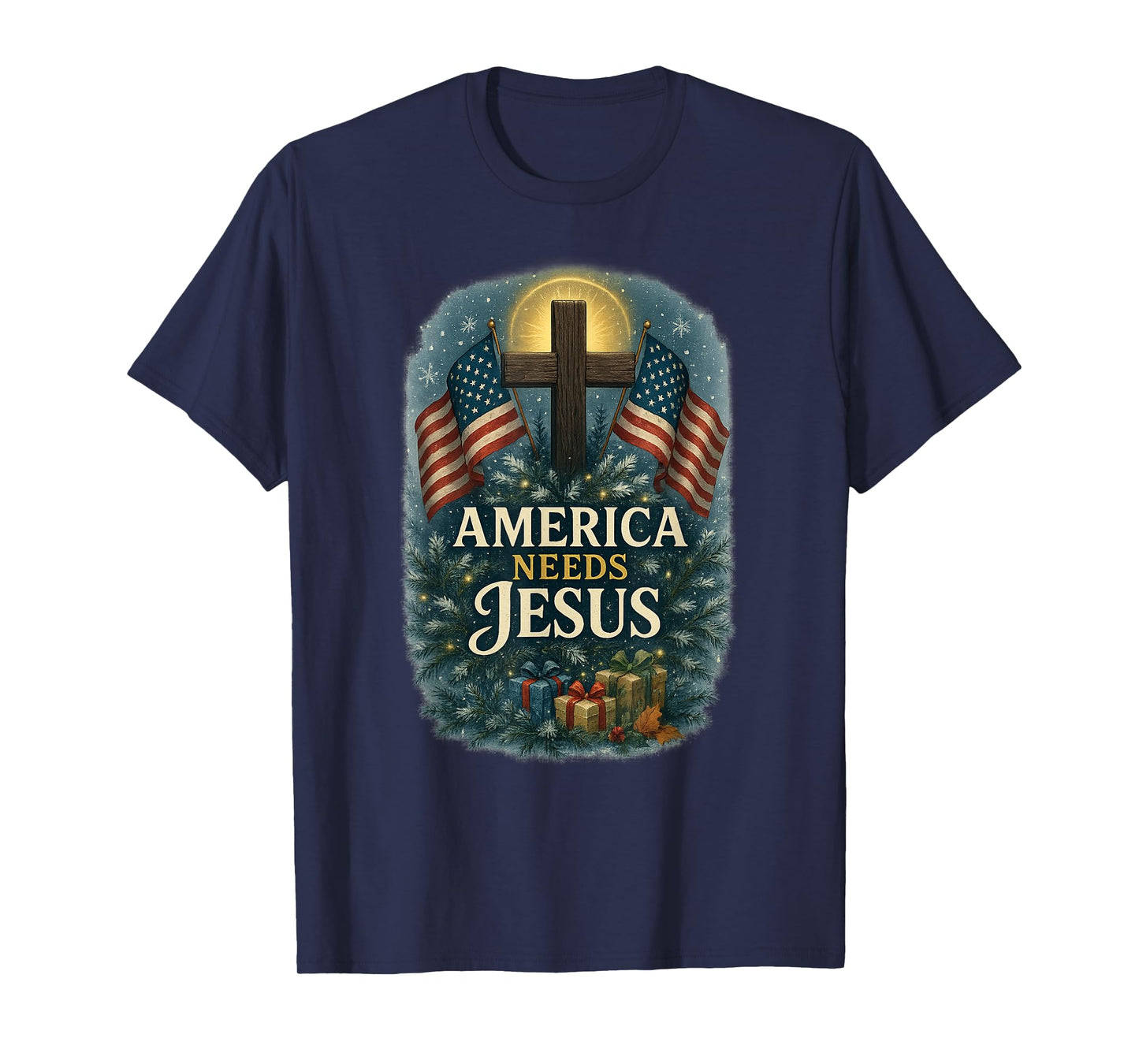 America Needs Jesus Patriotic Christians Christmas Patriotic T-Shirt
