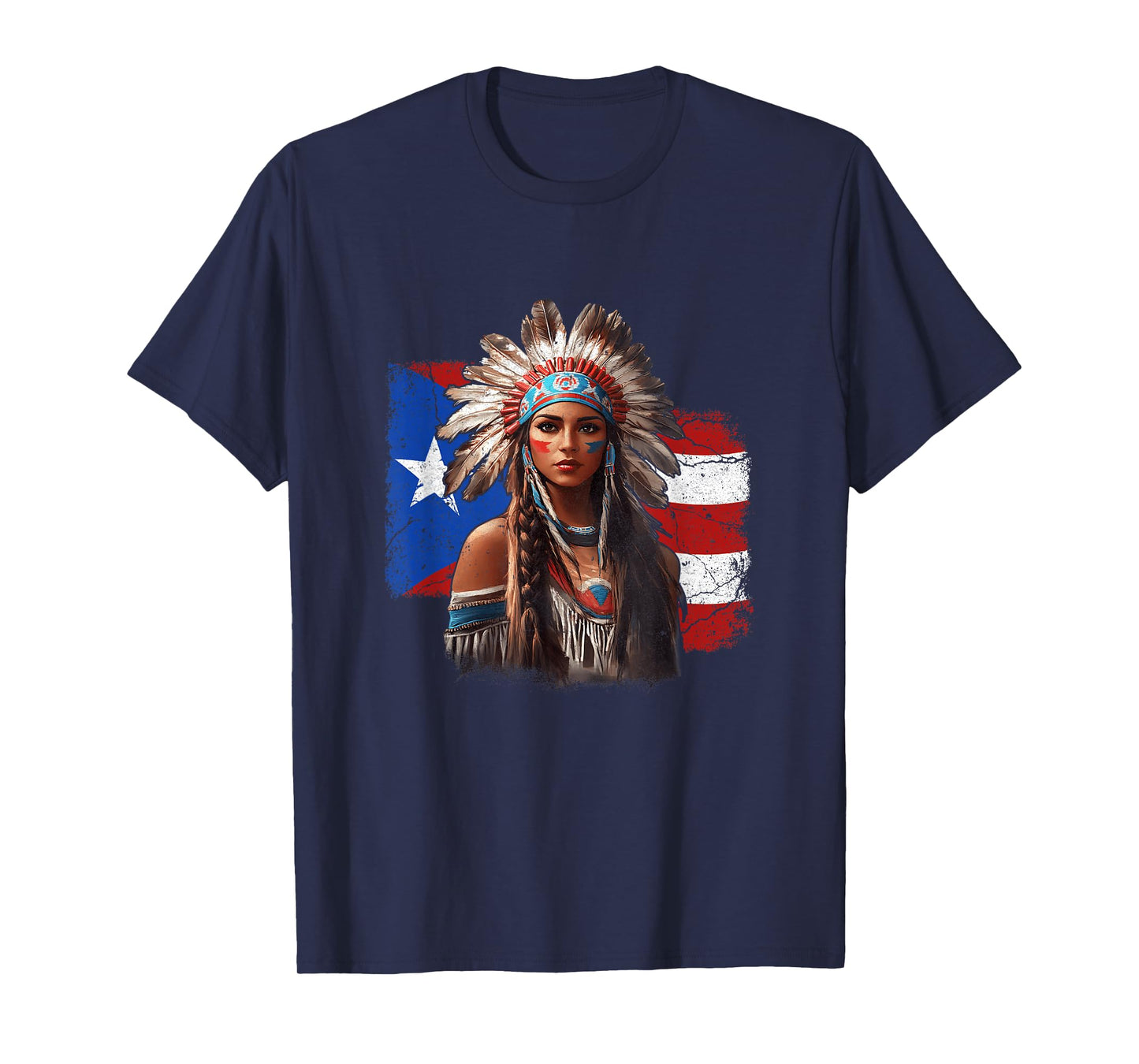 Taino Woman Puerto Rican Flag Indigenous Caribbean Women T-Shirt