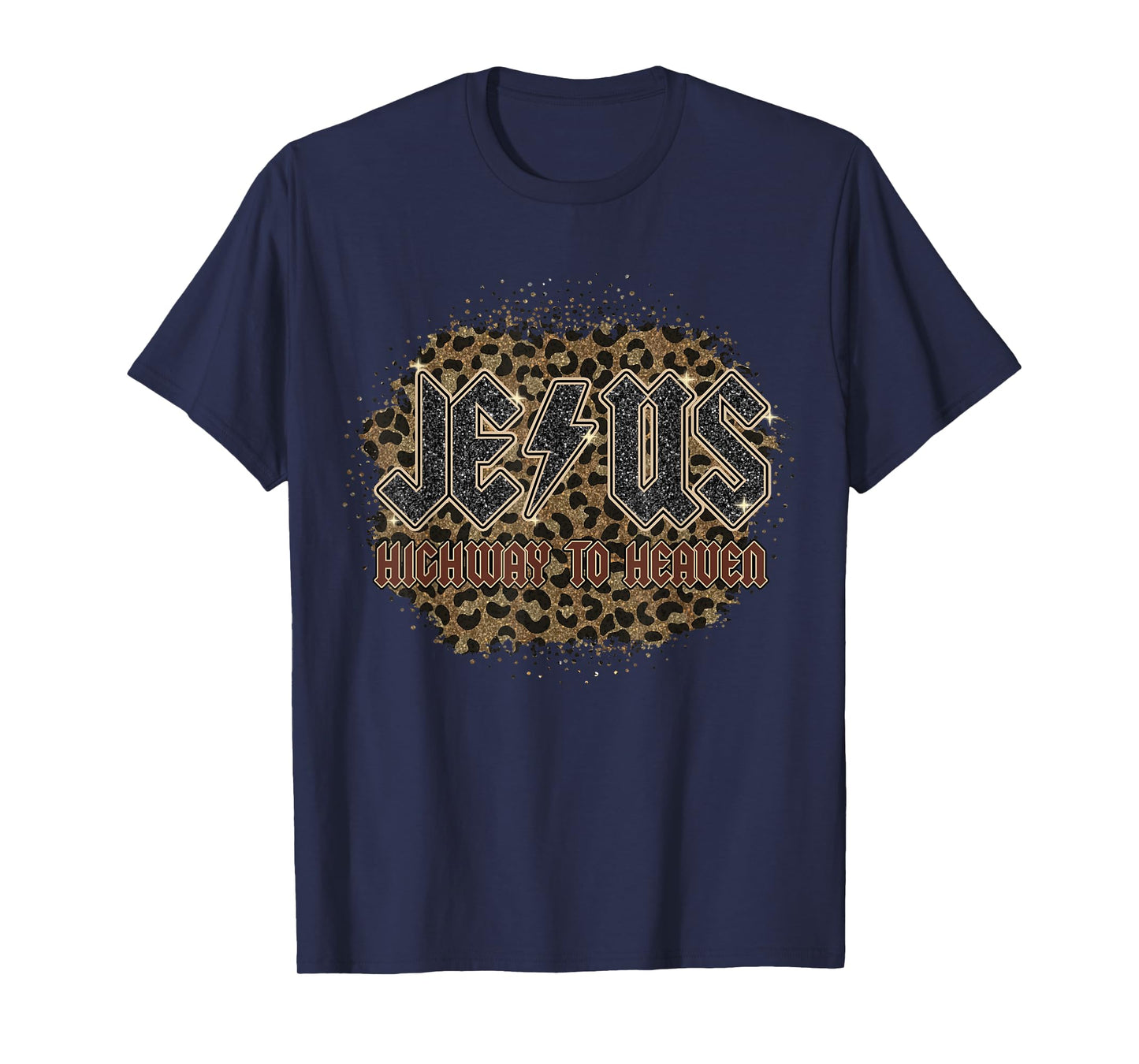 Bleached Leopard Jesus Highway To Heaven, Christian Apparel T-Shirt