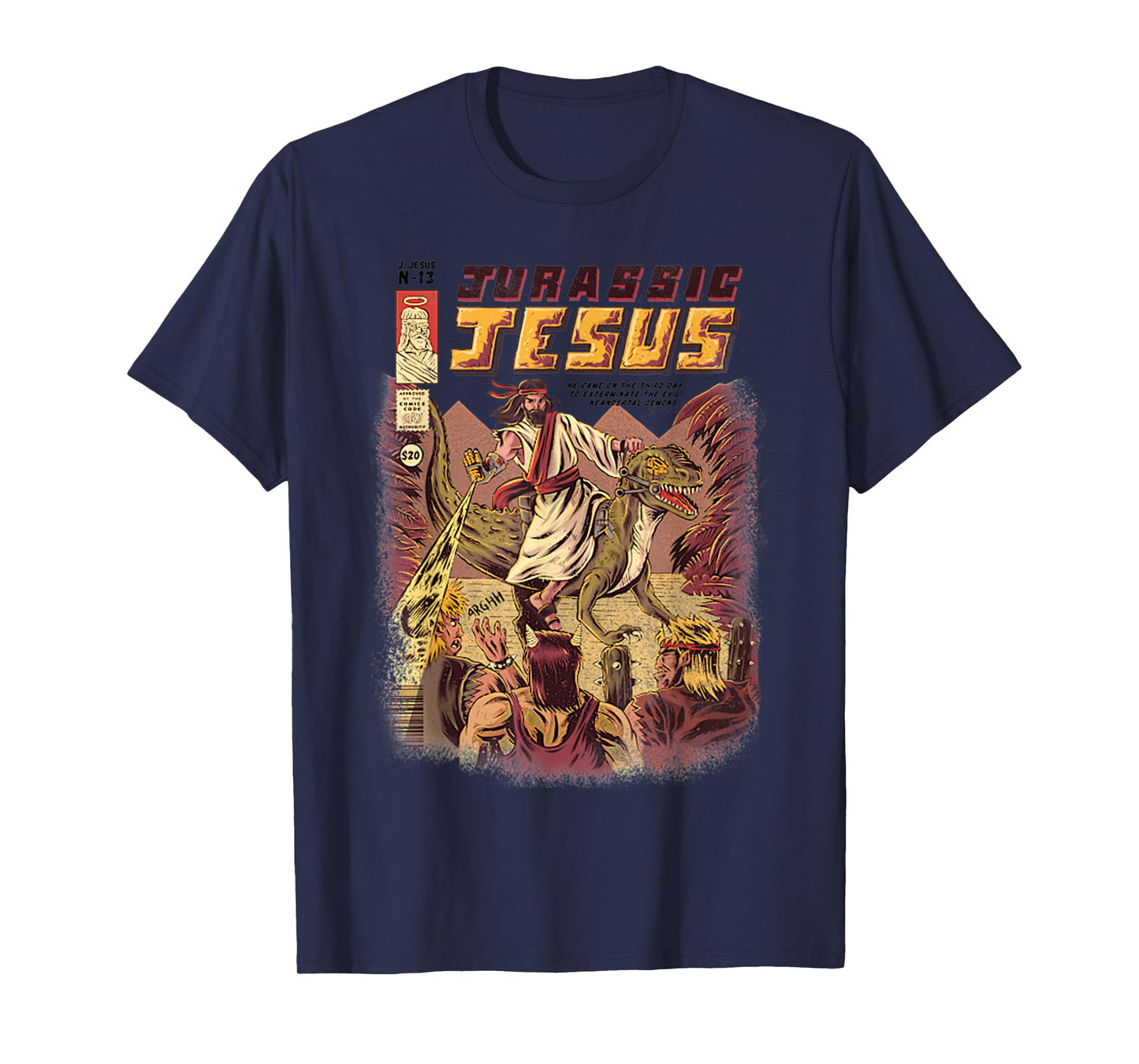 Vintage Funny JURASSIC JESUS Retro Christian Gifts Dinosaur T-Shirt