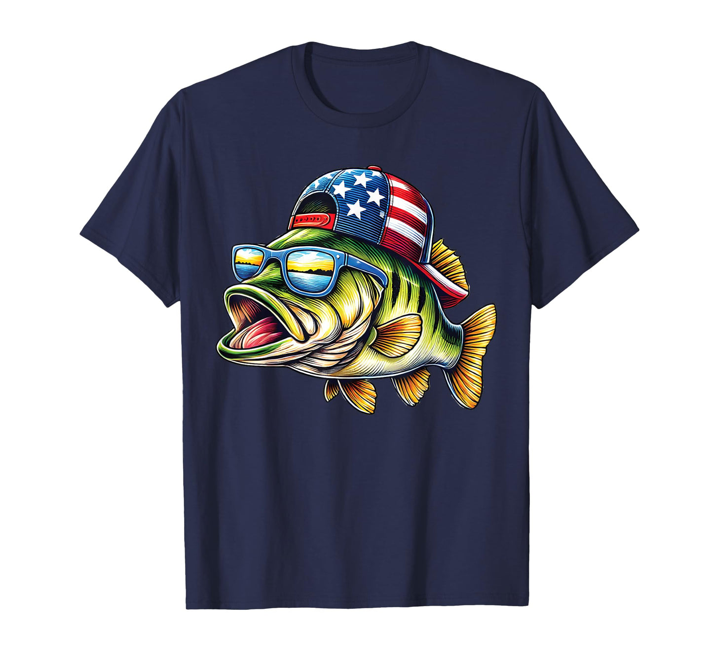 American Flag Fishing Lovers Fisherman Funny Fishing USA T-Shirt