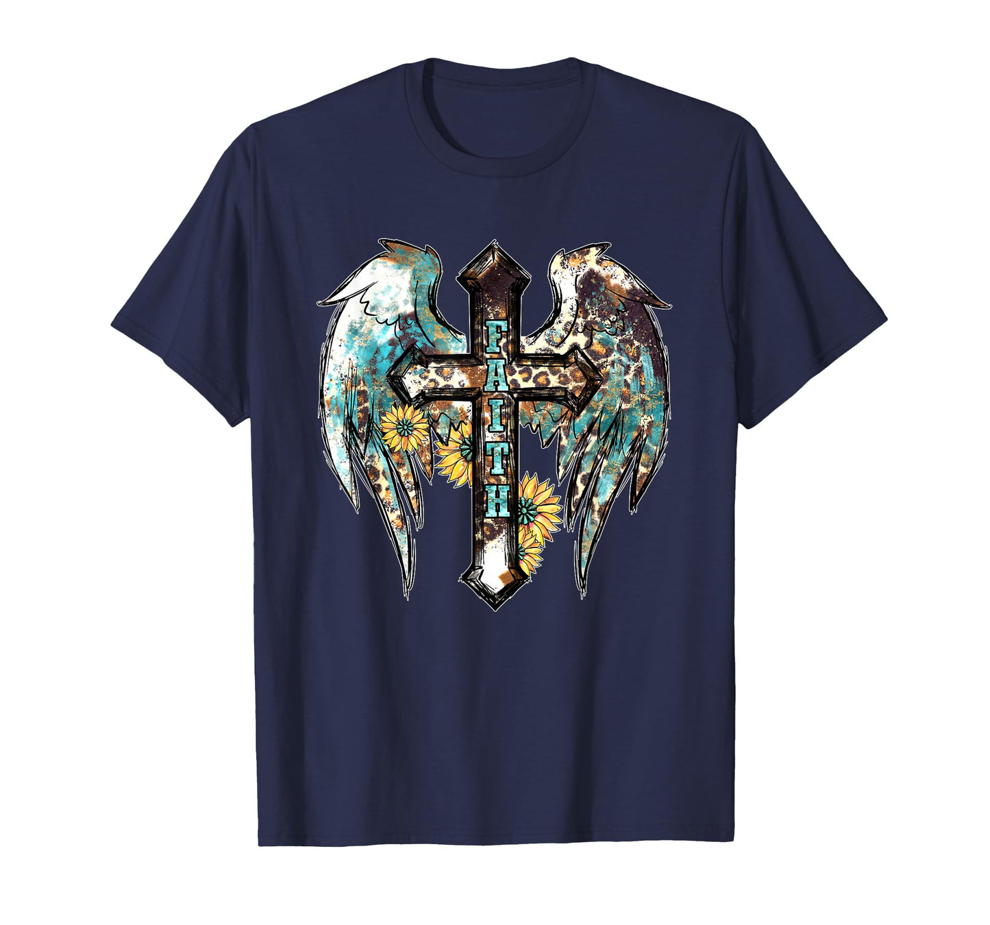Christian Western Cross With Sunflower Decor For Women Faith T-Shirt