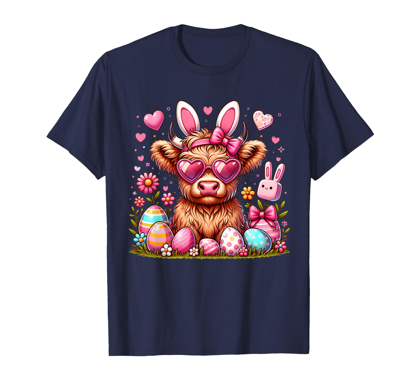Easter Day Highland Cow bunny Cute Cow Easter T-Shirt
