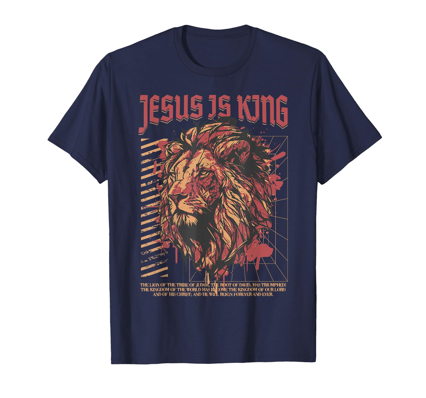 Jesus is King Christian Lion Bible Scripture Faith Quote T-Shirt