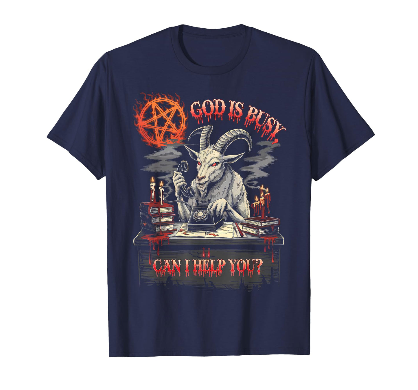 Satanic Goat Office Demon Occult Funny Sarcastic T-Shirt