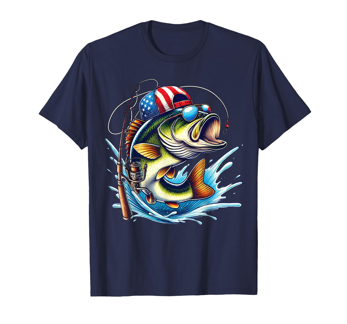 American Flag Fishing Lovers Fisherman Funny Fishing USA T-Shirt